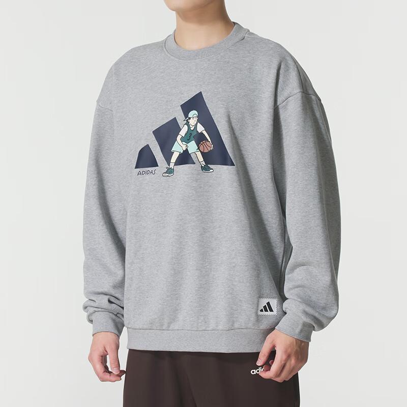 adidas Men's GFX Sports Crew Neck Sweatshirt Grey KC5323