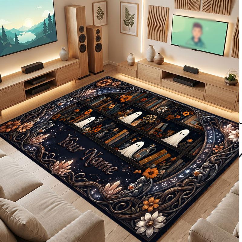 Abstract Personalized Theme Crystal Velvet Floor Rug Personalized Custom Name Text Warm Carpet Home Decoration