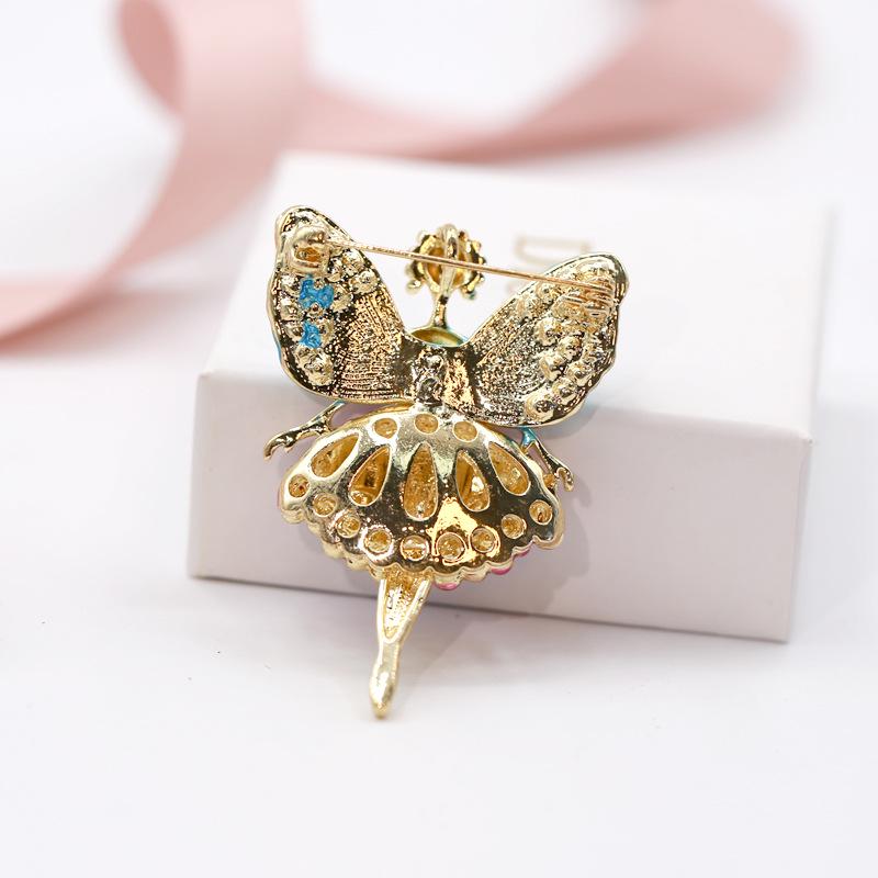 Korean Style Cute Rhinestone Angel Girl Brooch for Women's Sweater or Coat