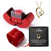 Preserved Flower Necklace Set In Box for Girlfriend Wife Anniversary Valentines Birhtday Gifts and Home Decoration