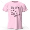 TeaRex Dinosaur Printed 100 Cotton TShirt Soft Breathable Round Neck Short Sleeve Tee Unisex Fun Quirky Style