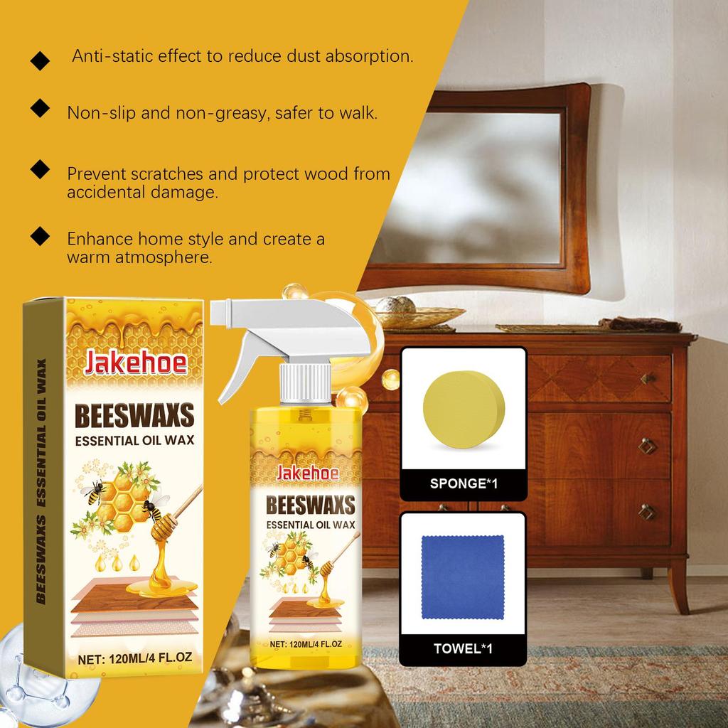 Wood Polish Beeswax Spray - Furniture Care & Color Protection - Nourishing & Anti-Cracking Wood Treatment