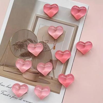 Conjunto de 6 Ímãs de Geladeira em Forma de Coração Ímãs Fortes de Plástico Design Ondulado de Água Magnéticos para Quadro Branco Foto Acessórios de Geladeira
