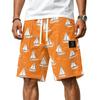 Men's Casual Corduroy Drawstring Shorts Hawaiian Style Palm Tree Print Relaxed Fit Lightweight Summer Beachwear
