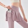 Autumn and Winter New Nude Fake Two-piece Yoga Trousers Women's High Waist Hip Lift Exercise Running Tight Dance Skirt Cycling Trousers