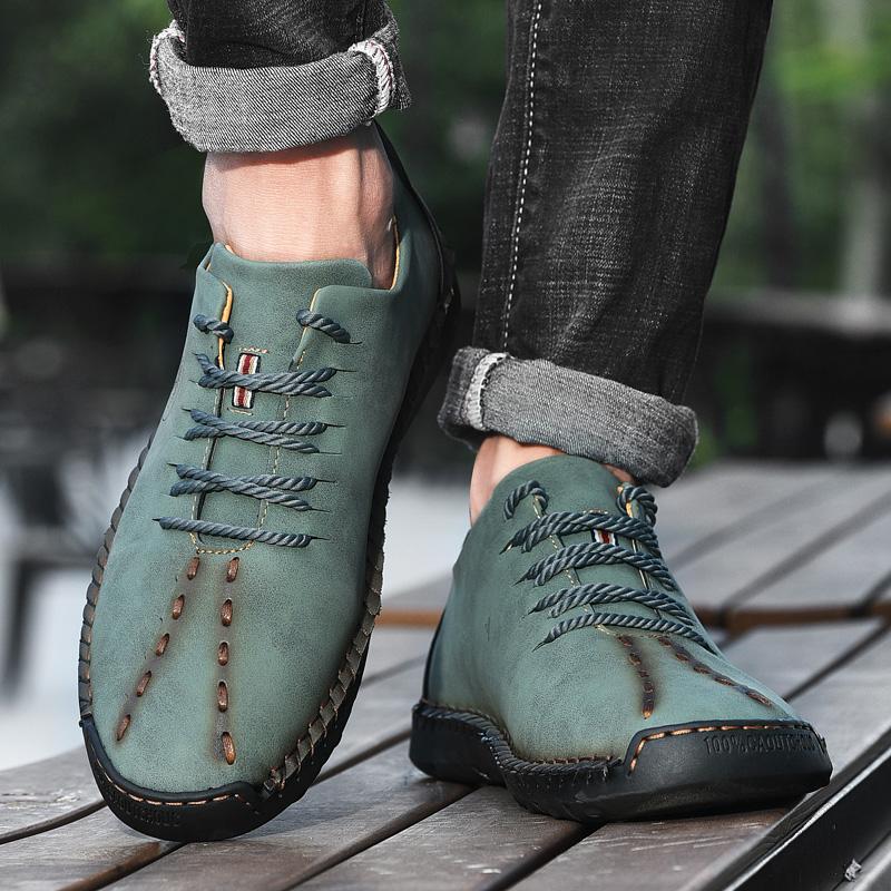 Men’s Moccasins Green Driving Shoes Wide Blue Flats Casual Shoes Plus Size Outdoor Summer Handmade Shoes