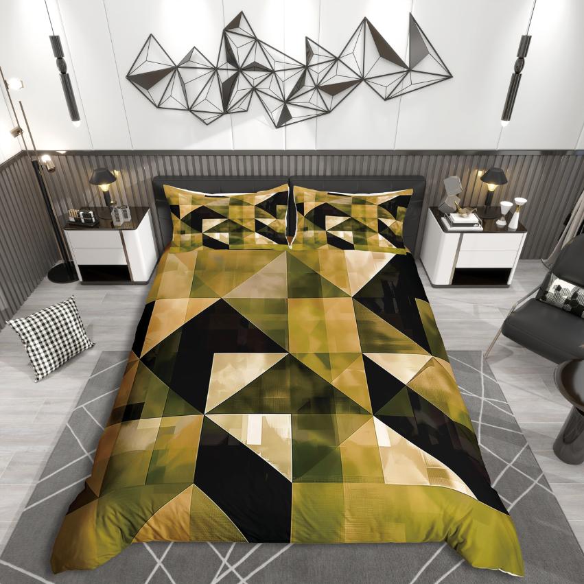 Homewish Minimalist Geometry Duvet Cover SetAbstract Gradient For Teens Bedding SetVintage Aesthetic Bed Set