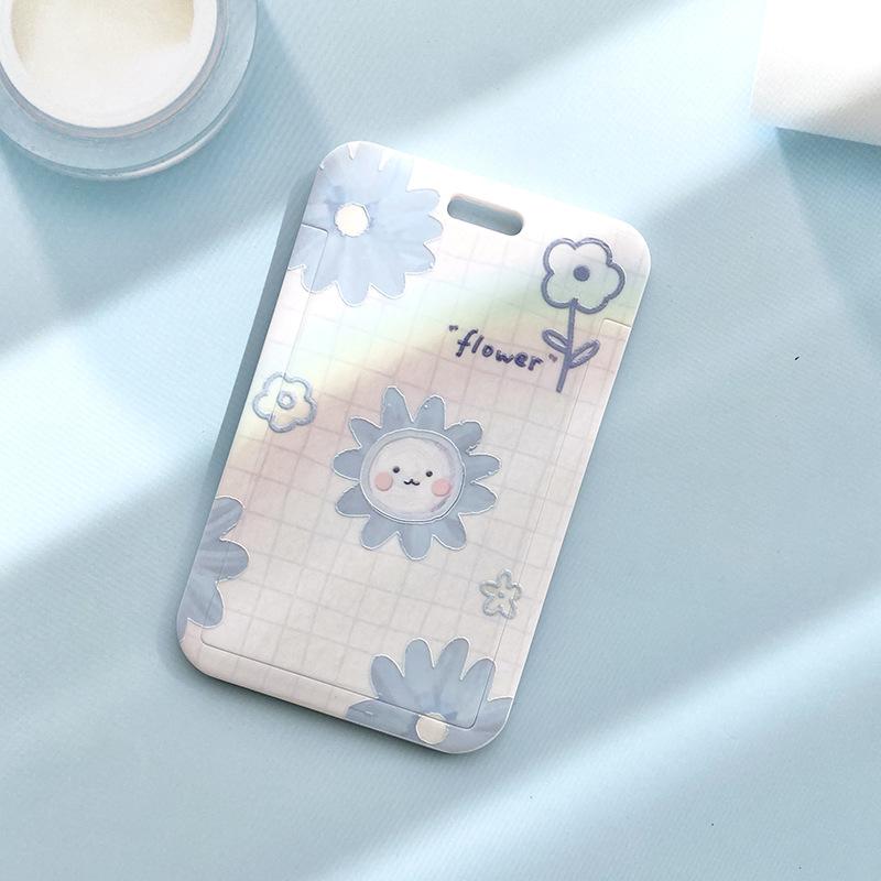 

Ins свежий креативный синий цветок слайдер чехол для студенческой карты питания автобус метро IC ID карта защитный чехол