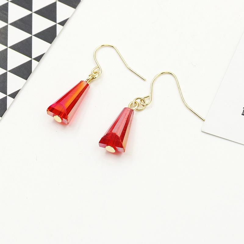 Индивидуальность Милые Серьги Изысканные Серьги с Подвесками из Резного Хрусталя Дикие Женские Украшения ARI красный