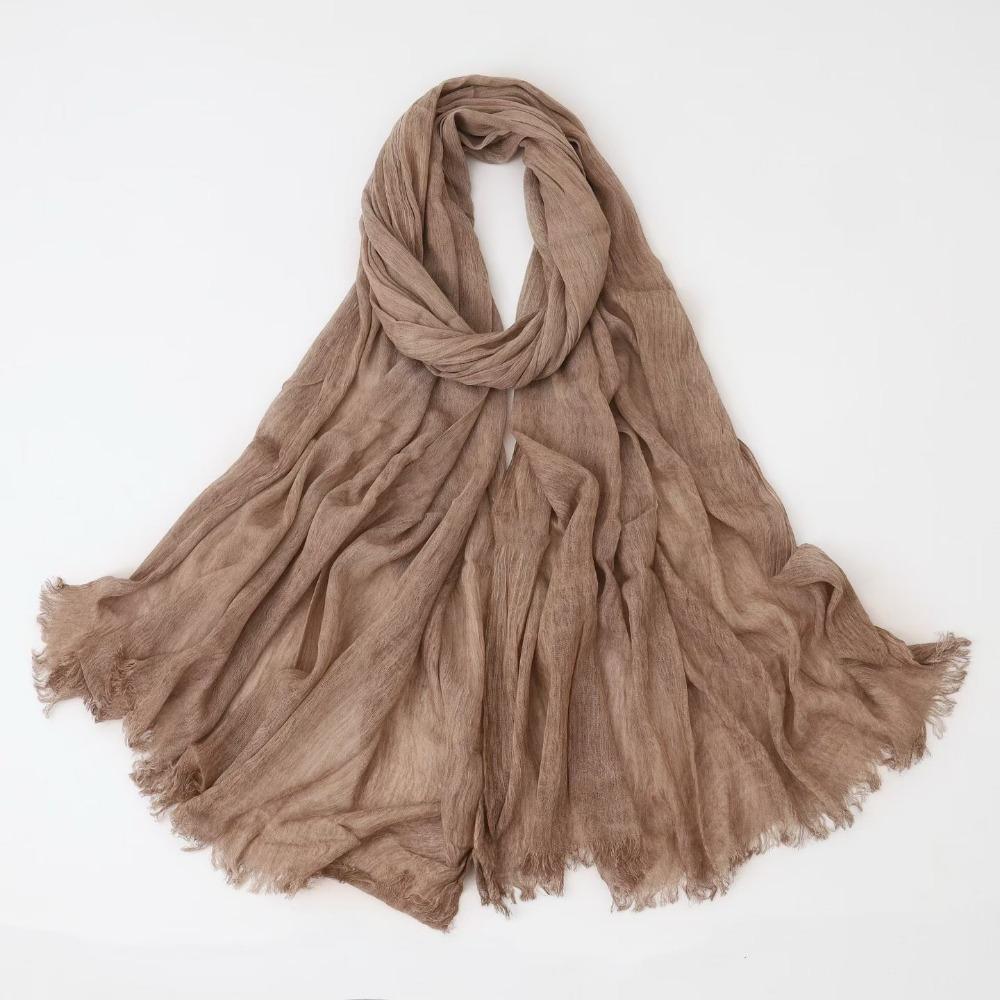 Solid Color Crinkle Hijabs Tie-dye Rayon Female Turban Women Muslim Scarf Shawls  Four Seasons