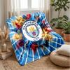 Manchester City Theme Blanket Soft Flannel Blanket Plush Throw Blanket Cozy Sofa Bed Blanket for Home Decor