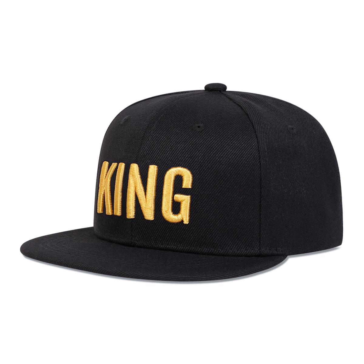 

Детская бейсболка с вышивкой KING, модная солнцезащитная кепка Snapback для мальчиков и девочек, уличные спортивные кепки в стиле хип-хоп золотой/чёрный