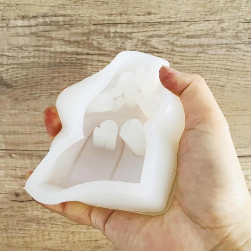 Mushroom House Candle Holder Silicone Mold 3D Houses Making Supplies Plaster Concrete Resin Candlestick Casting Molds