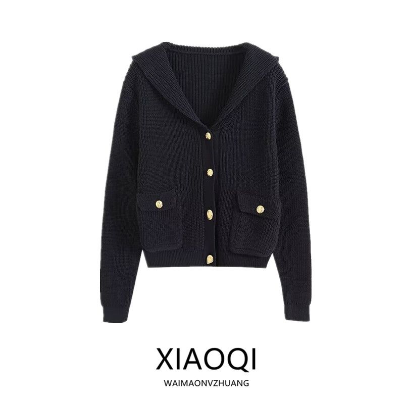 Fashion Style 2024 Autumn New Arrival Women's Easiest for Match Sailor Collar Knitting Cardigan Short Coat 05657601462
