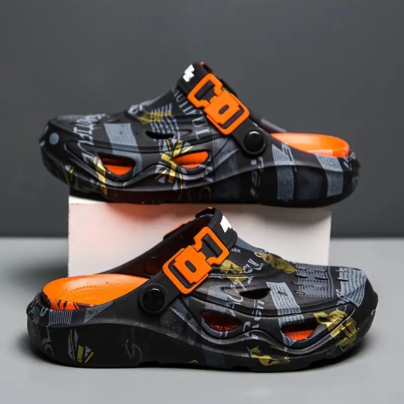 Men's Fashion Thick Sole EVA Clogs Unique Design Slip-On Breathable Garden Shoes with Safety Strap and Soft Insole Suitable for Outdoor