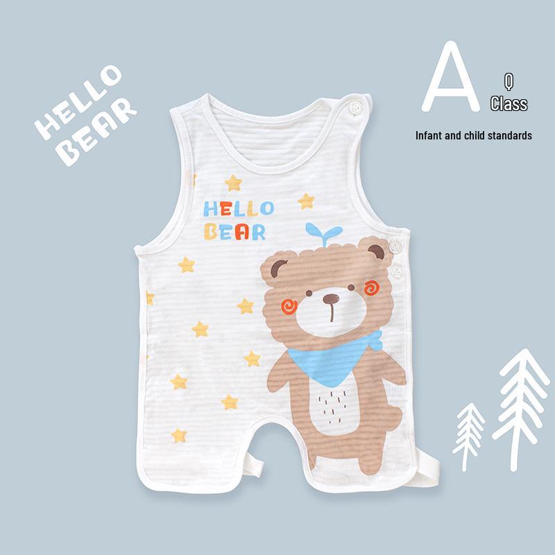 Bavoir d'été mignon Tao Baby en coton à demi-dos et leggings fins protecteur de ventre pour nouveau-nés