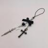 Black Punk Y2K Phone Pendant Chain Cool Girl Sweet Pink Beaded Charm With Cross Butterfly Love Accessories For iPhone Camera Bag 1