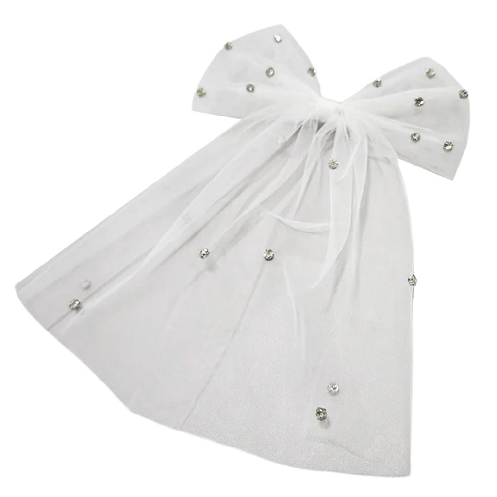 Elegant Rhinestones Bowknot Veil Hair Clip For Brides And Bridesmaids Bows Hairpin Hairpiece For Weddings And Prom Event