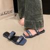 Fashion Women Denim Flat Slippers Plus Size Summer Shoes Casual Sandals Fashion Open Toe Flip Flops Woman Beach Slides Sandalias Mujer