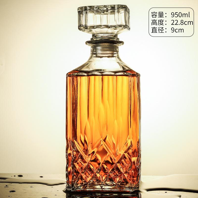 Decantador de Whisky Vodka Vino 950ml Botella de Vino Estilo Europeo Cuadrada Botella de Copa de Vino Cerveza Licores Vidrio Barra Decoración Hogar 2025 Nuevo