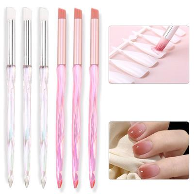 1Pc Round Head Bevel Nail Brush Nail Art Painting Pen Manicure Tool Gradient Smudge Transparent Crystal Rod