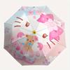 1 Stück Sanrio Hello Kitty & Blumenmuster Automatischer Regenschirm ist Modisch und Gut Aussehend, ein Tragbarer 3-Fach-Regenschirm, Geeignet für Reisen und den Alltag