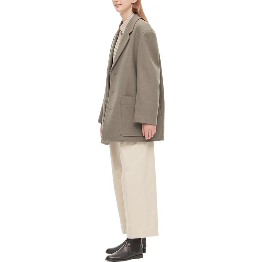 UNIQLO Solid Color Slim Fit Single Breasted Coat Women coats Dark-Beige 453868-32
