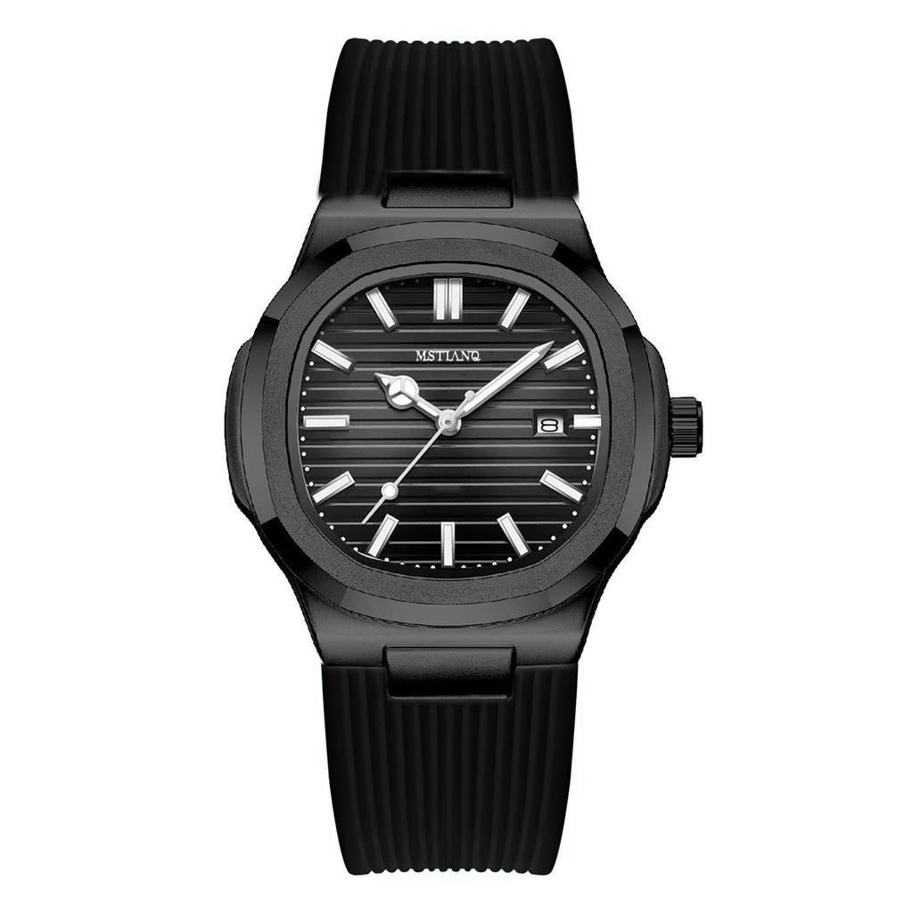 Silicone Strap Square Men'S Calendar Watch Luminous Quartz Watch Watch