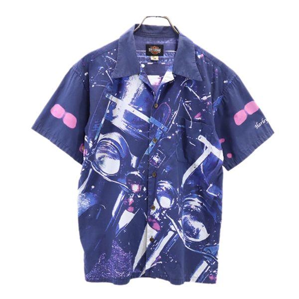 

HARLEY DAVIDSON Overall handle Short sleeve Open collar shirt M Navy Men s Used