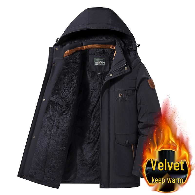 Men's Outdoor Thickened Mid-Length Velvet Jacket: Versatile, Stylish Windbreaker for Winter Cold Protection