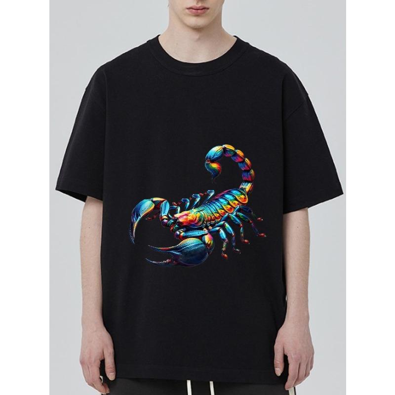 

Черная футболка с красочным принтом скорпиона для повседневной носки XXXXL чёрный