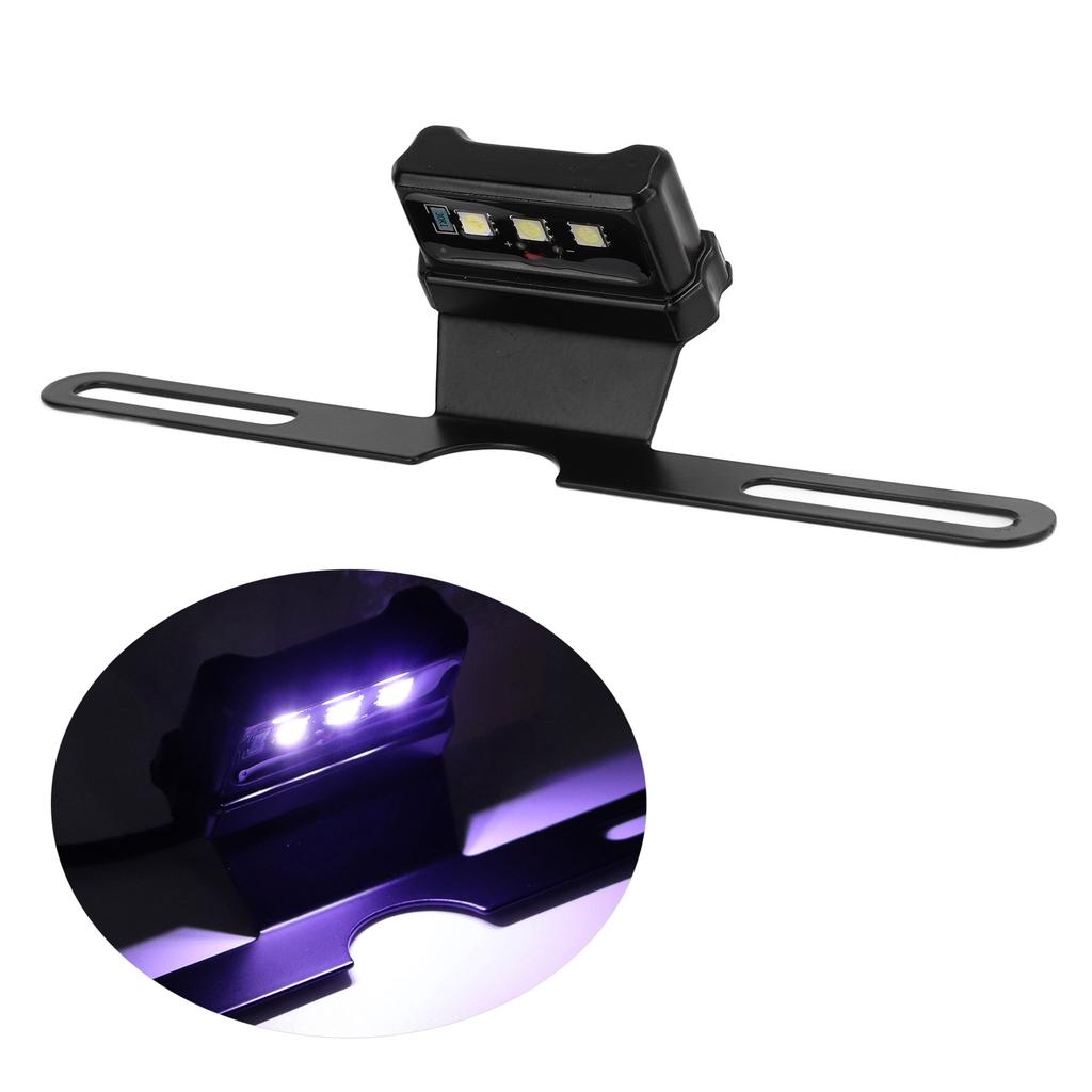 Motorcycle License Plate Lamp Blue LED with Bracket Univeral for Car Truck Trailer RV 12VBlack
