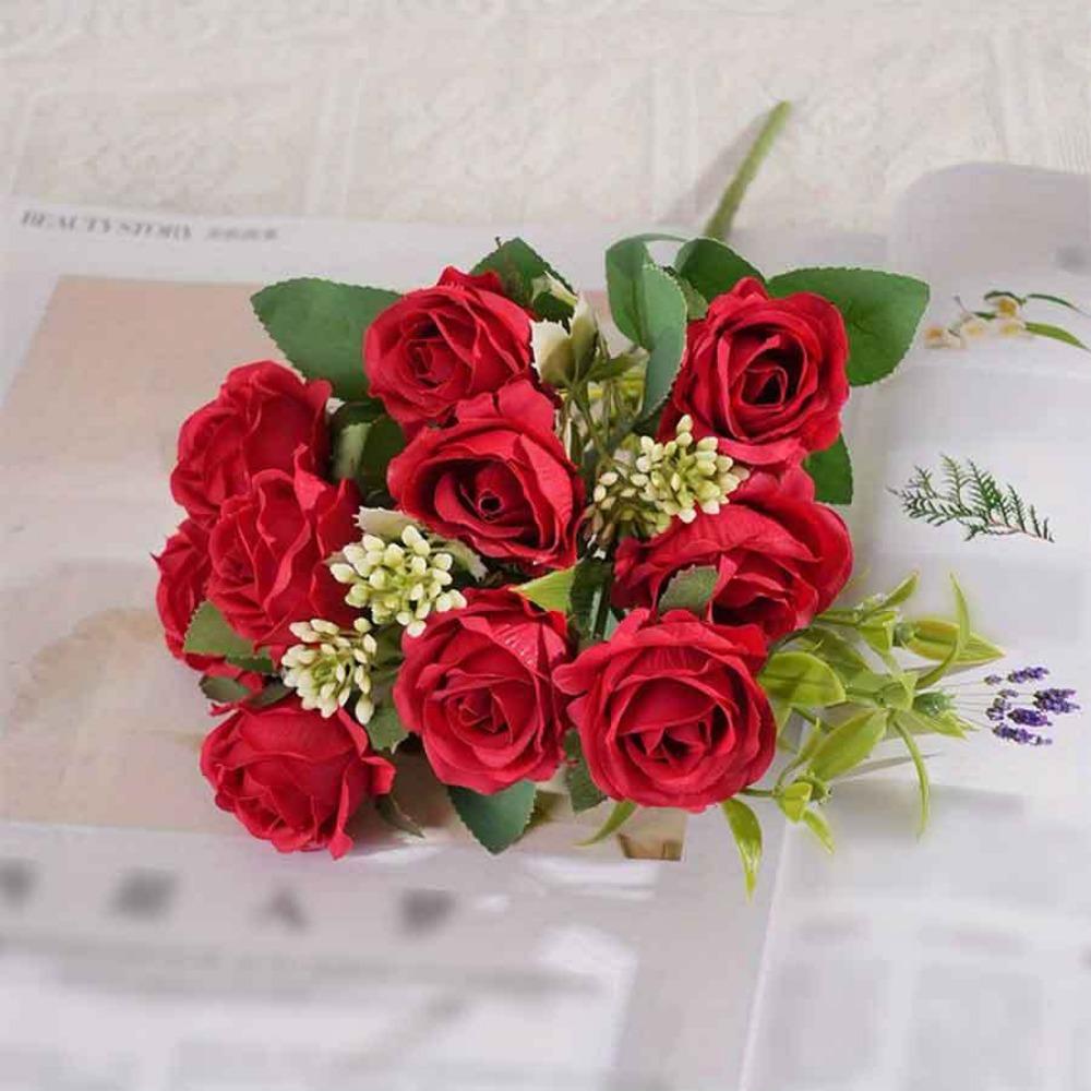 1BUNCH/10 Head Romantic Artificial Roses, Fragrant Concubine Bouquet Wedding DIY Party Home Decoration