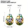 2 Pairs/Set Colorful Lily Flower Cross Pattern PU Leather Earrings Easter Earrings Women's Elegant Fashion Tears Earrings Holiday Party Gift