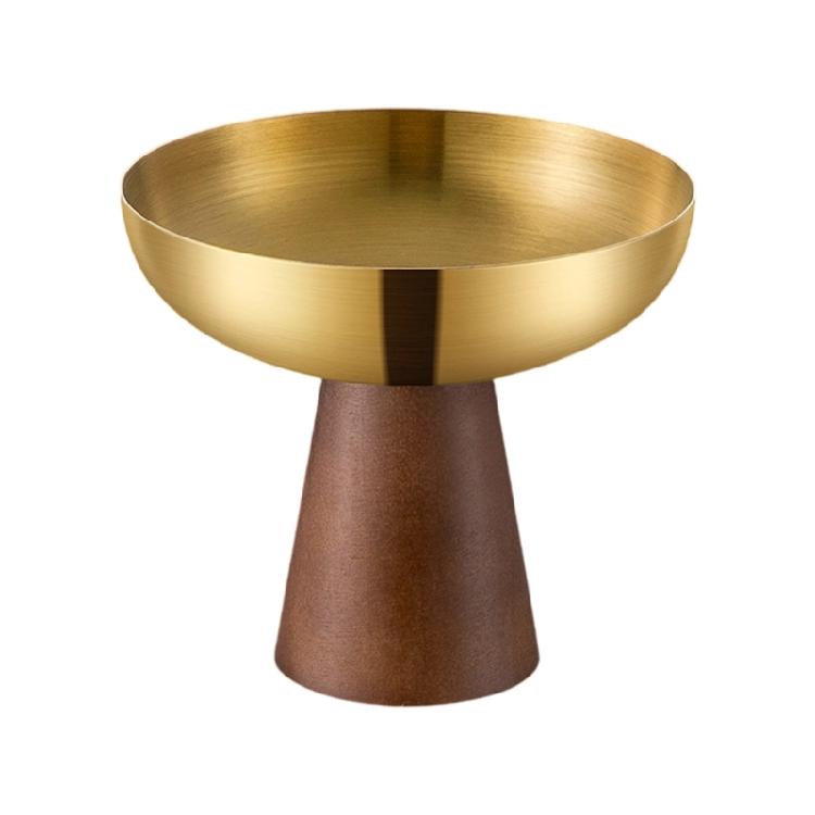 Wood Base And Stainless Steel Dessert Holder Elegant Serving Cup For Ice Cream Fruit Salad And Snacks