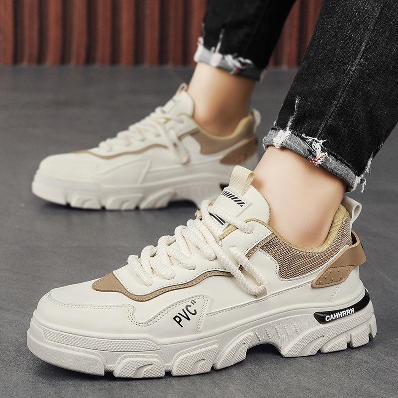 Autumn and Winter Leather Martin Shoes Men's Outdoor Tooling Men's Shoes 2024 New Casual Low-top Trendy Shoes Men's Height Increase