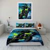 Motorcyclist on vibrant background. Bedding sets Duvet cover sets Duvet covers Pillowcases(1 * Duvet Cover 2 * Pillowcases without duvet insert)