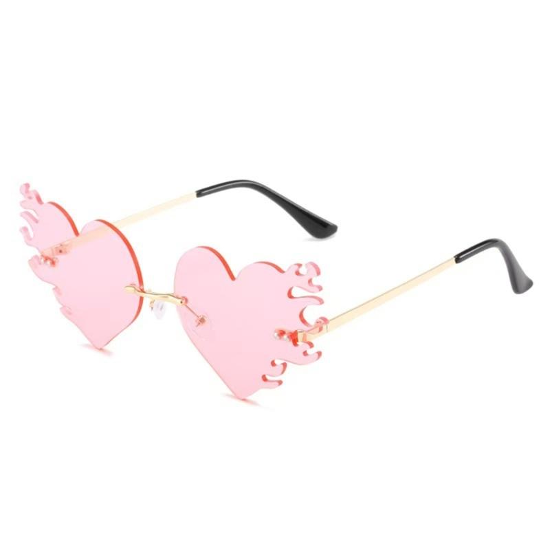 Hip Hop Herz Flamme Sonnenbrille Stilvolle Punk Leichte Sonnenbrille Glühende Shades Live Show Party Foto Requisiten