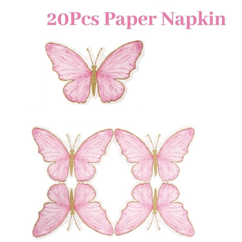 20Pcs Party Napkins Butterfly Paper Napkins Printed Decorative Napkins  Weddings Birthdays