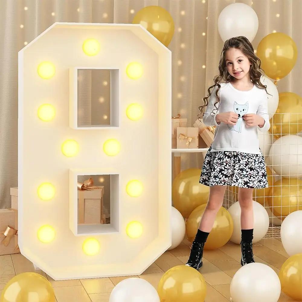 0-9 Numbers LED Light Balloon 91cm Light Up Balloons Balloon Filling Box Giant Numbers LED Lighted Giant Birthday Figure