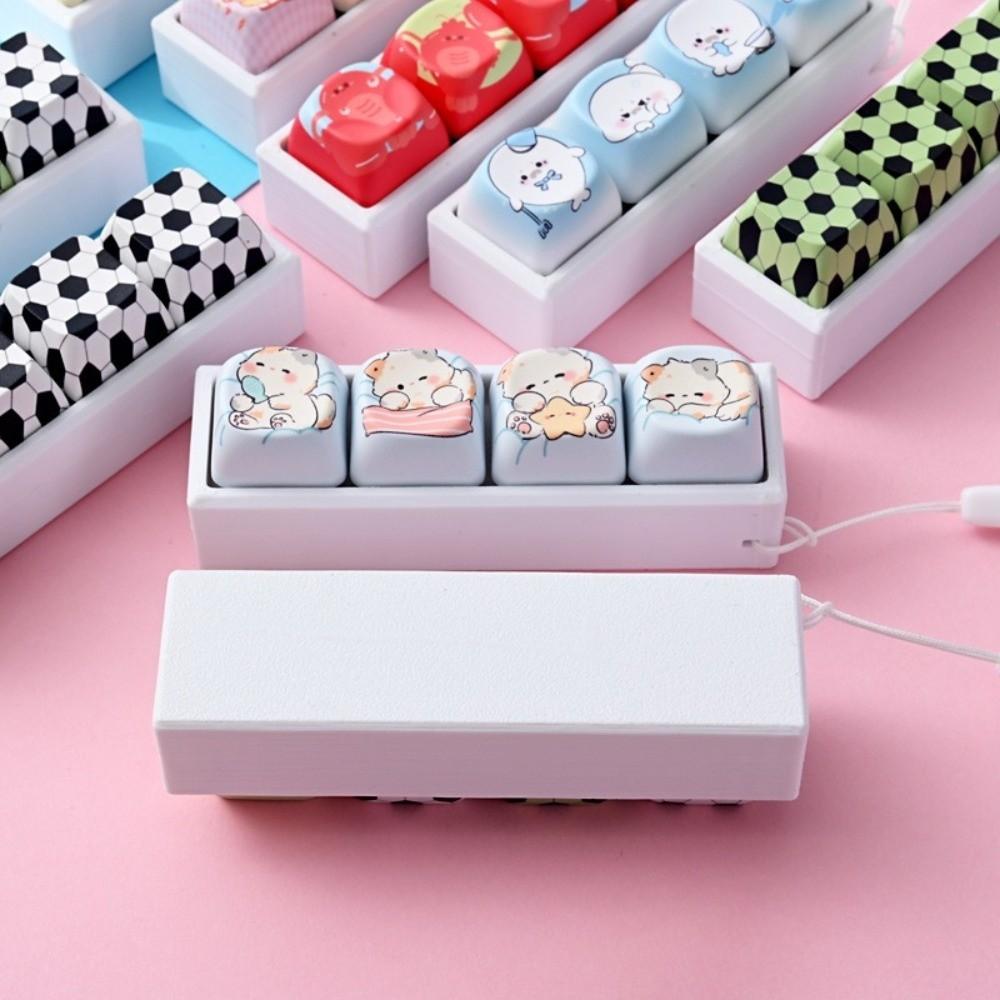 Cute Cat Keycap Fidget Keychain Mini Keycap Finger Button Press Toy Keychain Gift for Adults