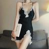 New sexy nightgown women's spring summer suspender ice silk pajamas sex dress loungewear