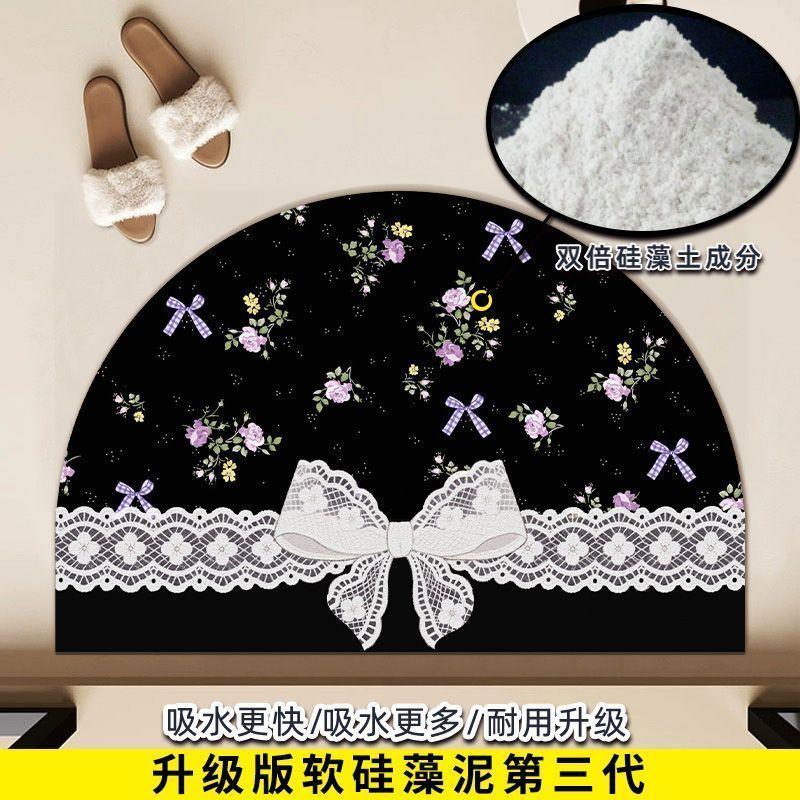 

Lace floral bow diatom mud non-slip floor mat bathroom absorbent bedroom toilet bathroom door floor mat 40x60cm15.7x23.6in