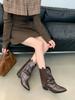 Fashion 2025Vintage Women Western Cowboy Boots Fashion Pointed Toe Shoes Ladies Thick Heel Short Botas Autumn Winter Zapatos De Mujer