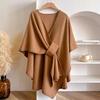 Solid Color Slit Shawl Women's Versatile Fashion Autumn and Winter Warm Decoration Atmosphere, External Cardigan