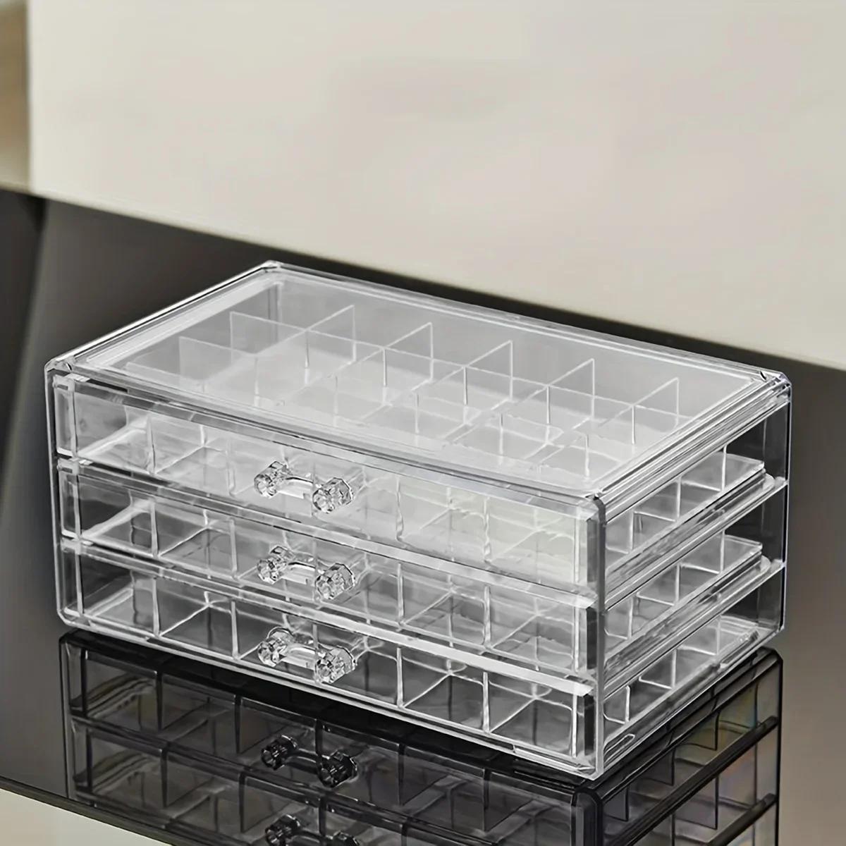 

Новая 3-слойная шкатулка для хранения ювелирных изделий с 72 ячейками - Органайзер большой вместимости для колец, серег и ожерелий - Стильный и практичный прозрачный