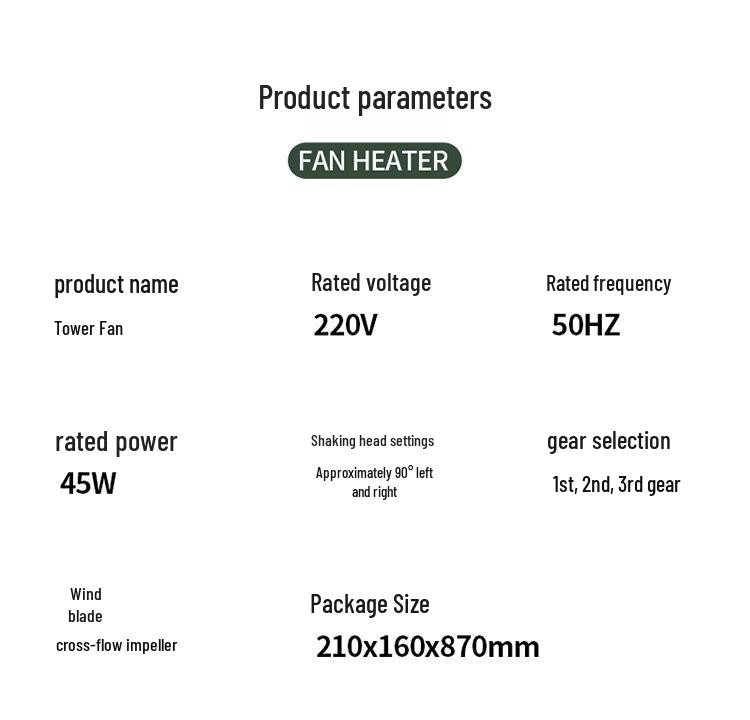 Bladeless Oscillating Tower Fan: Cross-Border Electric Fan for Home and Office