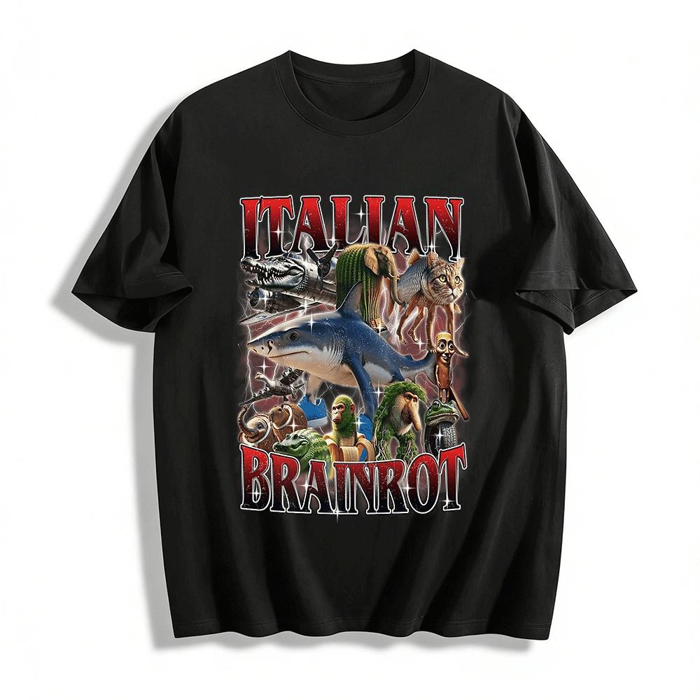 

Italian Brainrot Weird Animal Mashup Graphic Casual Tee Pure cotton T-shirt XXS