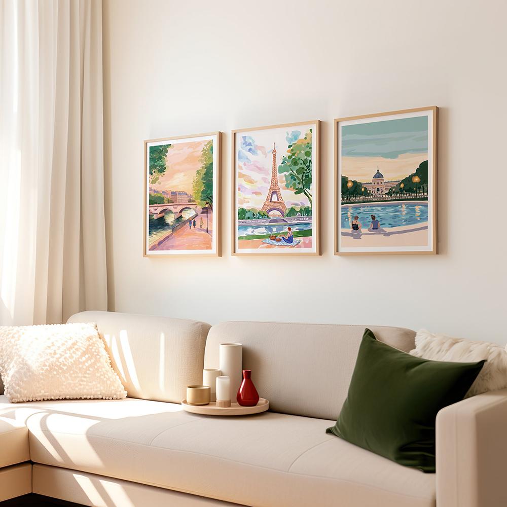 City Prints Set of 3 NYC London Eiffel Tower Japan Wall Decor City Landmarks Travel Prints Posters Central Park Art Gift Posters