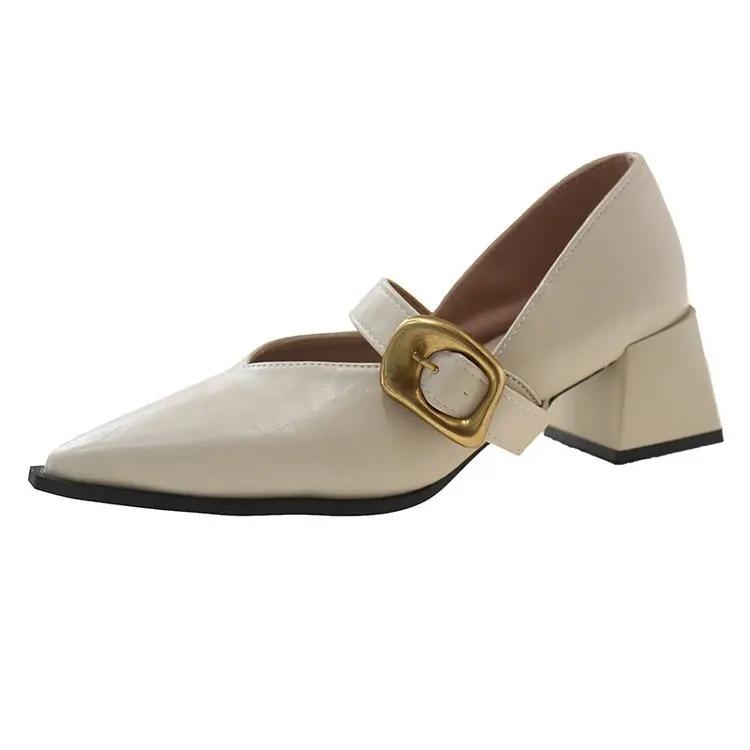 Fashion Design High Heeled Mary Jane 2025 NEW Pointed Toe Women Single Shoes PU Leather Comfort Spring Summer Dress Sexy Women's Shoes